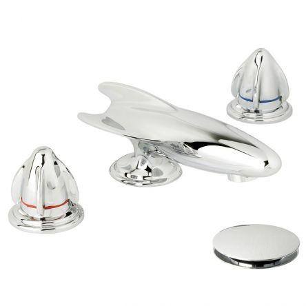 Lefroy Brooks Belle Aire Handle D/m 3h Rocket Basin Set - Antique Gold