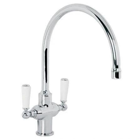 Lefroy Brooks Classic White Lever Kitchen Mono Mixer - Nickel