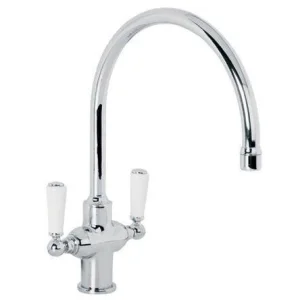 Lefroy Brooks Classic White Lever Kitchen Mono Mixer - Nickel