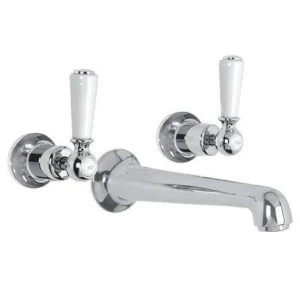 Lefroy Brooks Classic White Lever Conc 3h Basin Mixer - Nickel