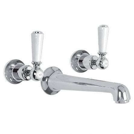 Lefroy Brooks Classic White Lever Conc 3h Basin Mixer - Nickel