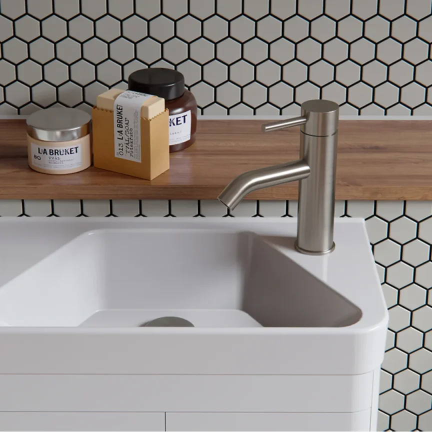 Saneux Hyde 50x28cm Cloakroom Washbasin Right Tap Hole detail view - Image 2