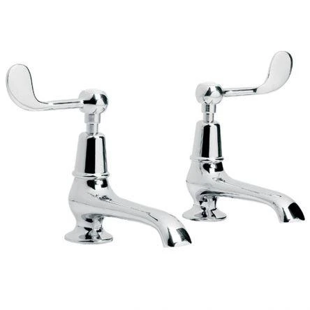 Lefroy Brooks Connaught Lever Long Nose Basin Pillar Taps - Nickel