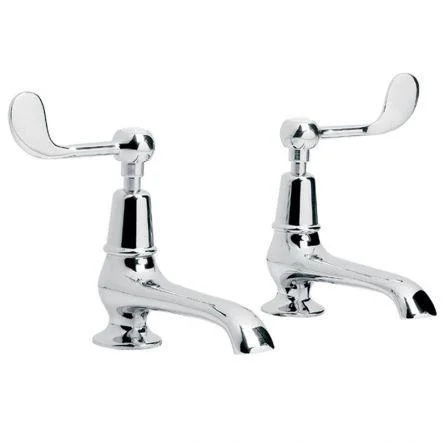 Lefroy Brooks Connaught Lever Long Nose Basin Pillar Taps - Nickel