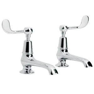 Lefroy Brooks Connaught Lever Long Nose Basin Pillar Taps - Nickel