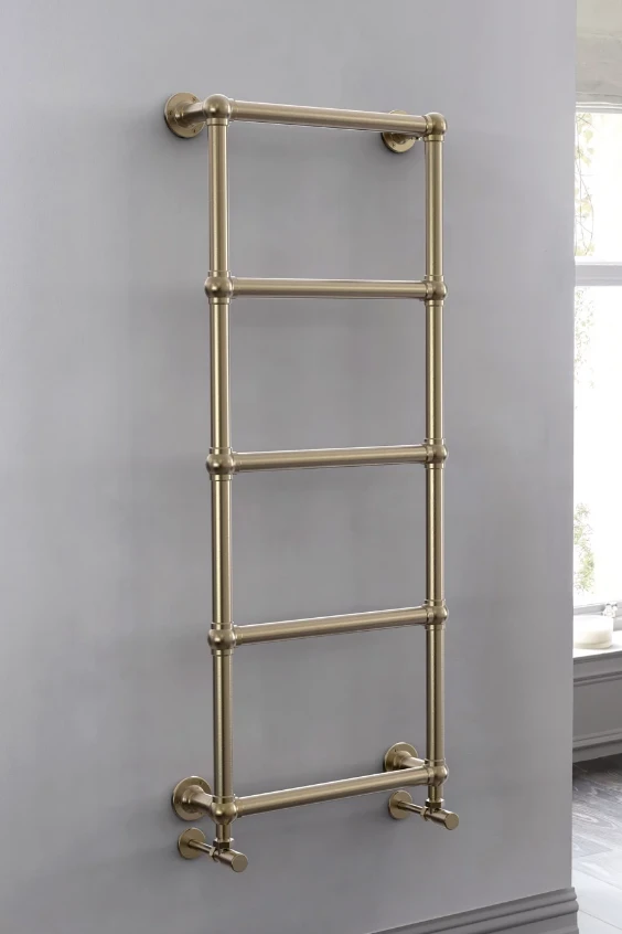 Vogue Ballerina Wall Hung Brushed Brass Finish Traditional Towel Rail - Mild Steel - 748 x 498mm