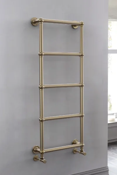 Vogue Ballerina Wall Hung Brushed Brass Finish Traditional Towel Rail - Mild Steel - 748 x 498mm