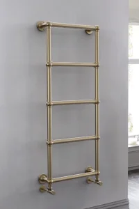 Vogue Ballerina Wall Hung Brushed Brass Finish Traditional Towel Rail - Mild Steel - 748 x 498mm