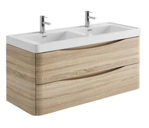 Cubico Envy Wall Mounted 1200 Mm Double Vanity Unit Light Oak
