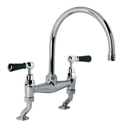 Lefroy Brooks Classic Black Lever D/m Bridge Mixer - Chrome