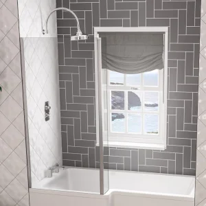 Eastbrook L Shaped Bath Screen Lh Chrome