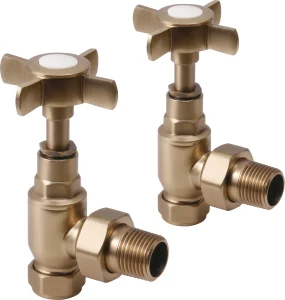 The Tunbridge Wells Brassware Co. Traditional Angled Cross Head Valves Pack - Brushed Brass (pair)
