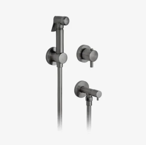 Vado Individual Shattaf Kit With Concealed Thermostatic Mixing Valve And Angle Valve Brushed Black product image - Image 1