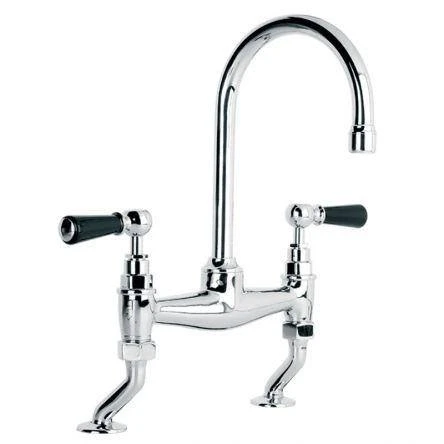 Lefroy Brooks Classic Black Lever D/m Basin Bridge Mixer - Nickel