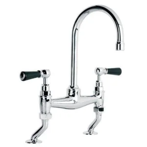 Lefroy Brooks Classic Black Lever D/m Basin Bridge Mixer - Nickel
