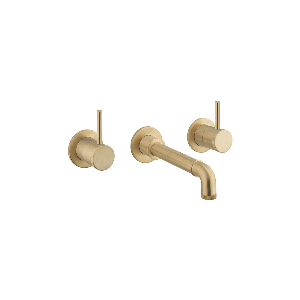 Crosswater MPRO Industrial 3 Hole Basin Set Brushed Brass Unlaqered