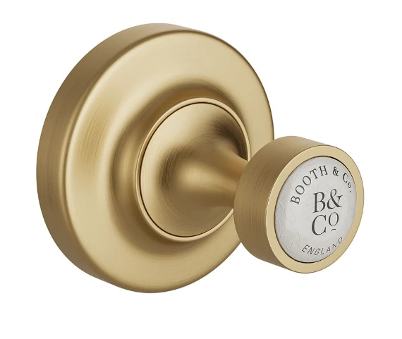 Booth & Co. Robe Hook Brushed Brass & Crackled White