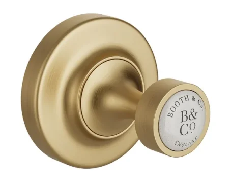 Booth & Co. Robe Hook Brushed Brass & Crackled White product image - Image 1