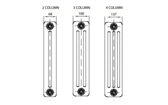 Reina Colona 500 X 1010 22 Section 4 Column Radiator detail view - Image 4