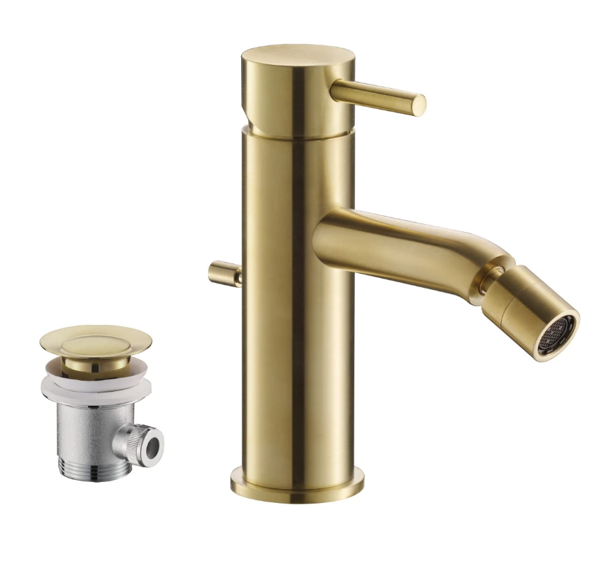 Just Taps Single Lever Bidet Mixer With Pop up Waste Brushed Brass 