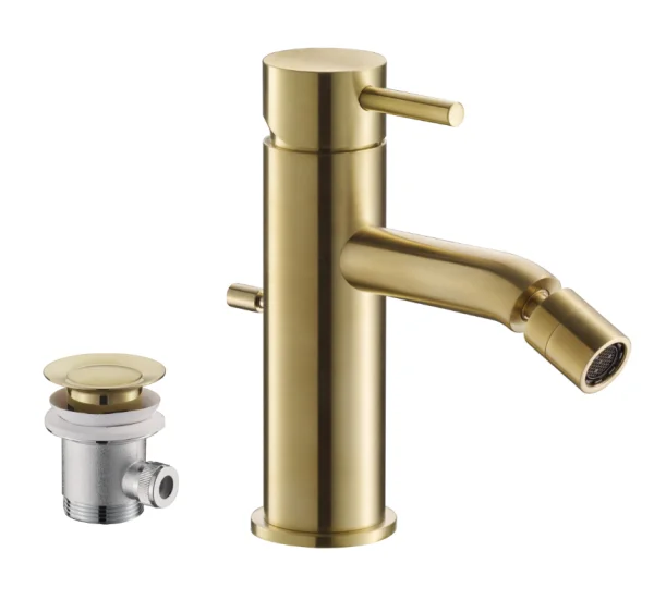 Just Taps Single Lever Bidet Mixer With Pop up Waste Brushed Brass 