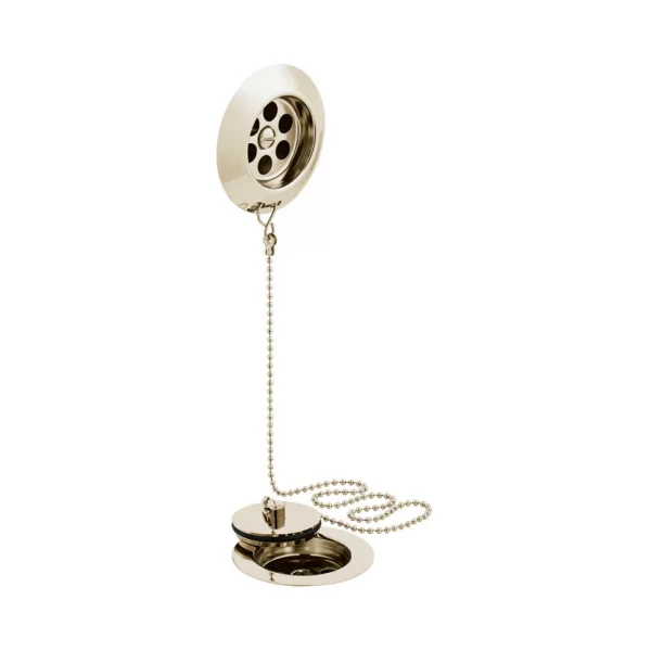 Booth & Co. Stowaway Bath Waste Metal Plug And Chain 1.1/2" Bright Nickel