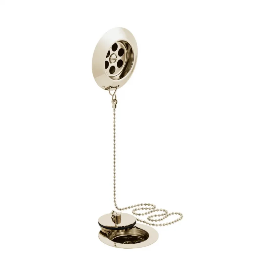 Booth & Co. Stowaway Bath Waste Metal Plug And Chain 1.1/2" Bright Nickel product image - Image 1