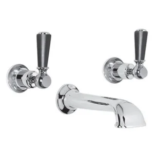 Lefroy Brooks Classic Black Lever Conc 3h Bath Filler - Antique Gold