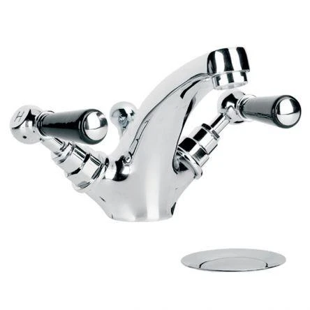 Lefroy Brooks Classic Black Lever Mono Basin Mixer With Puw - Chrome