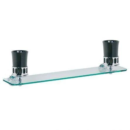 Lefroy Brooks Classic Glass Shelf With Black China Mugs & Holder - Antique Gold