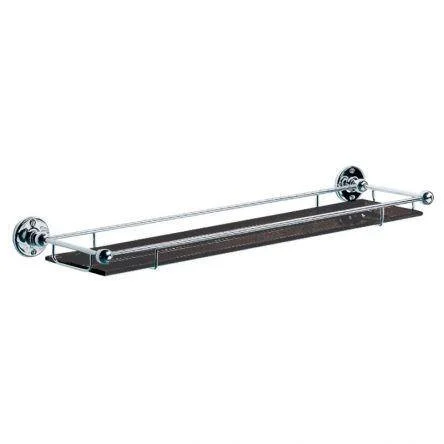 Lefroy Brooks Classic Edwardian Black Glass Shelf With Rail - Chrome