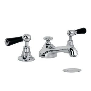 Lefroy Brooks Classic Black Lever 3h Basin Mixer & Puw - Antique Gold