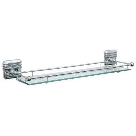 Lefroy Brooks Belle Aire Glass Shelf With Rail - Antique Gold