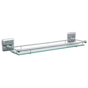 Lefroy Brooks Belle Aire Glass Shelf With Rail - Antique Gold product image - Image 1