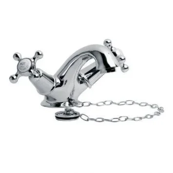 Lefroy Brooks Connaught Mono Basin Mixer With Plug & Chain - Chrome product image - Image 1