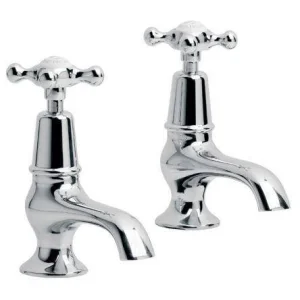 Lefroy Brooks Connaught Basin Pillar Taps - Antique Gold