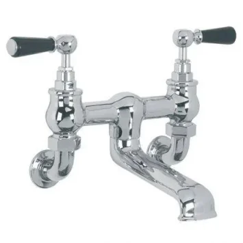 Lefroy Brooks Classic Black Lever W/m Bath Filler - Chrome product image - Image 1