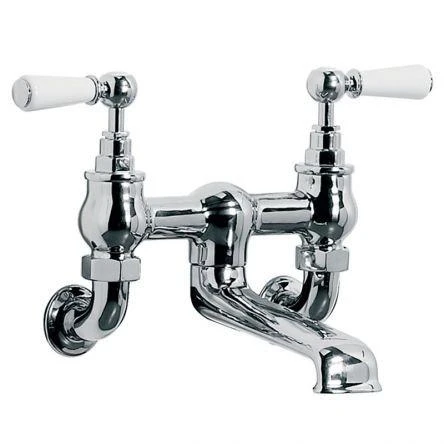 Lefroy Brooks Classic White Lever W/m Bath Filler - Chrome