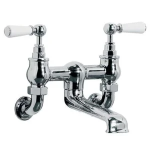 Lefroy Brooks Classic White Lever W/m Bath Filler - Chrome
