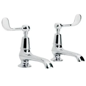 Lefroy Brooks Connaught Lever Long Nose Basin Pillar Taps - Chrome