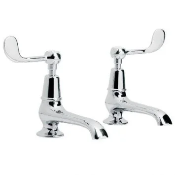 Lefroy Brooks Connaught Lever Long Nose Basin Pillar Taps - Chrome product image - Image 1
