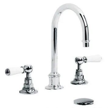 Lefroy Brooks Classic White Lever Tubular 3h Basin Mixer & Cuw - Nickel product image - Image 1