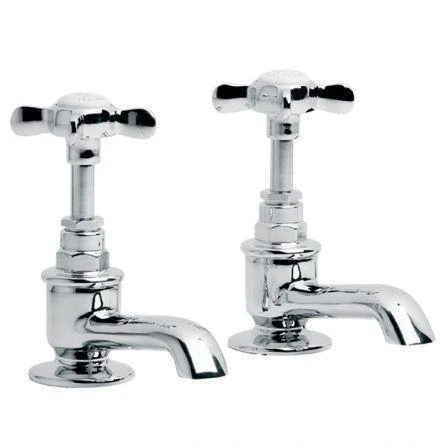 Lefroy Brooks Classic Pair Of Basin Pillar Taps - Nickel