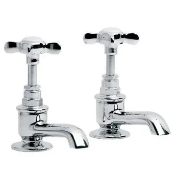 Lefroy Brooks Classic Pair Of Basin Pillar Taps - Nickel product image - Image 1