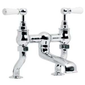 Lefroy Brooks Classic White Lever D/m Bath Filler - Antique Gold