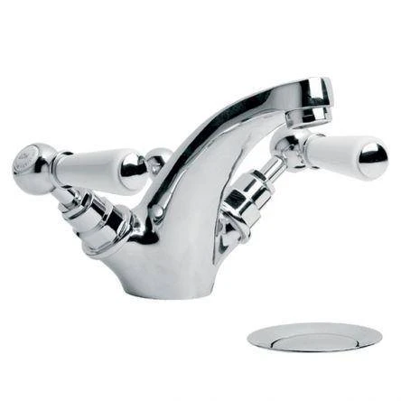 Lefroy Brooks Classic White Lever Mono Basin Mixer With Puw - Chrome
