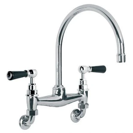 Lefroy Brooks Classic Black Lever W/m Bridge Mixer - Nickel