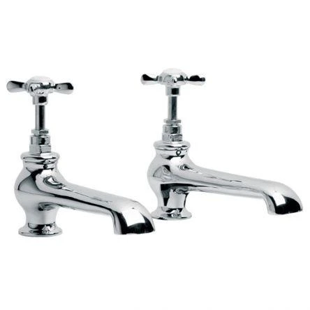 Lefroy Brooks Classic Extra Long Pair Of Bath Pillar Taps - Nickel