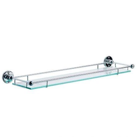 Lefroy Brooks Classic Edwardian Glass Shelf With Rail - Nickel