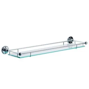 Lefroy Brooks Classic Edwardian Glass Shelf With Rail - Nickel